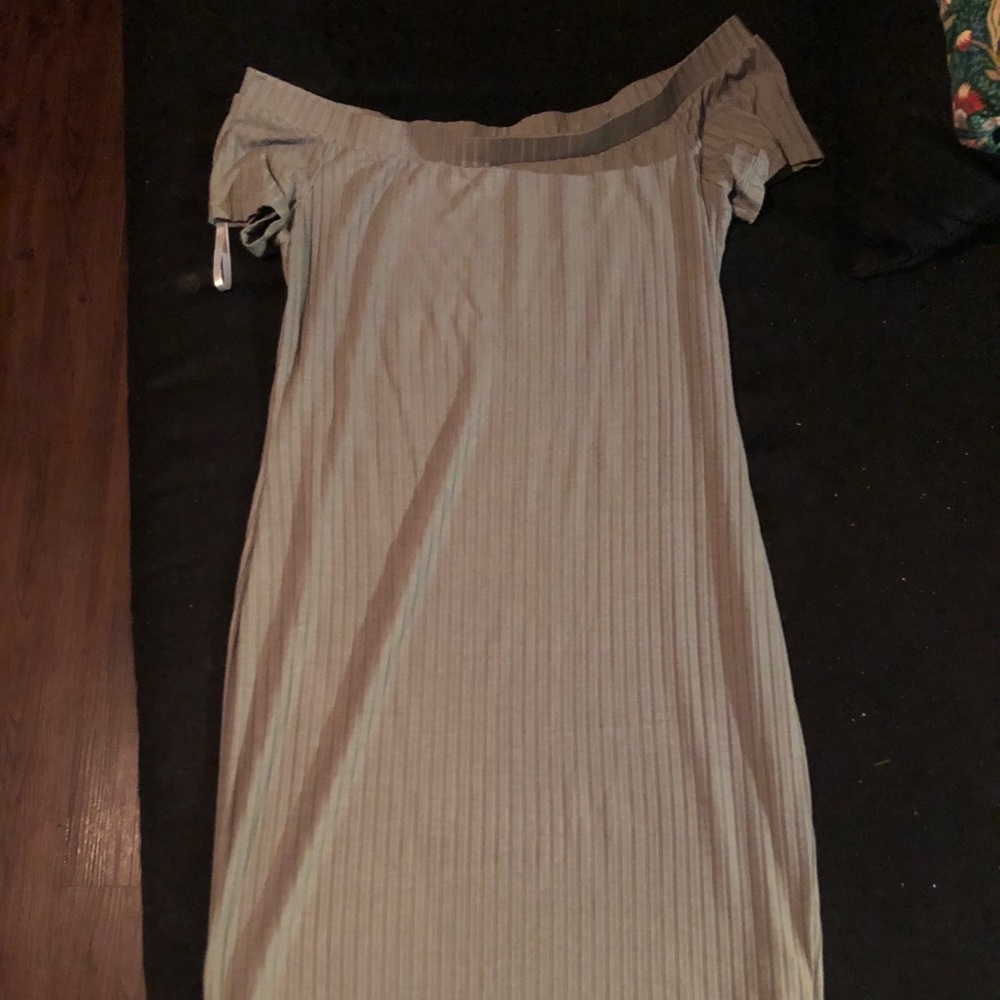 Off shoulder olive dress